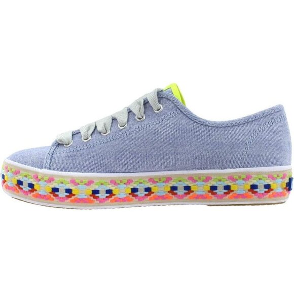 NWOT Keds Triple Kick light wash blue denim & colourful pattern mid sole sneaker - Picture 6 of 15